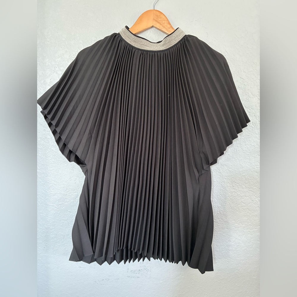 Chic Black Pleated Women's Blouse 🖤FOR HER NYC 🖤XL